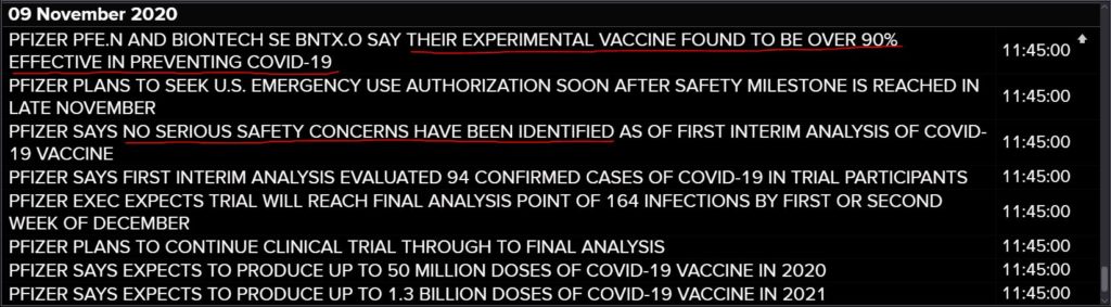 Demetris Mavrommatis trades Pfizer Vaccine News (Reuters headlines)