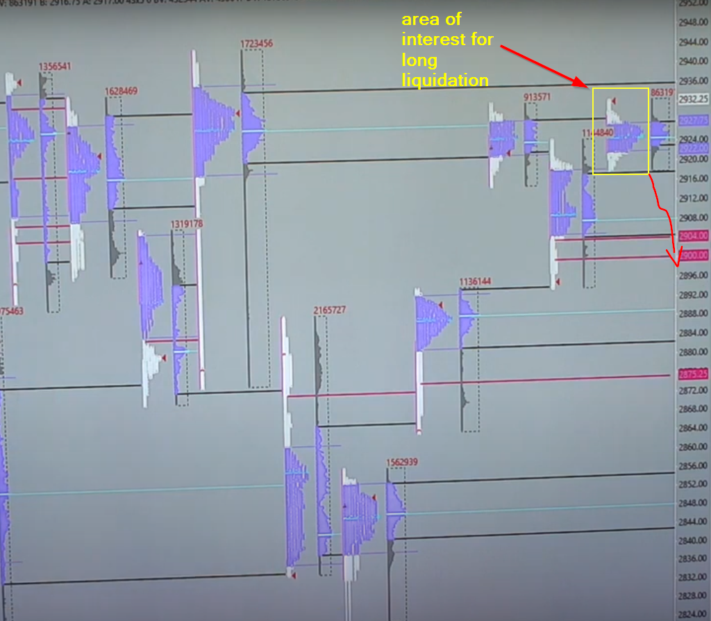 Area of interest for our long liquidation trade from the market profile perspective