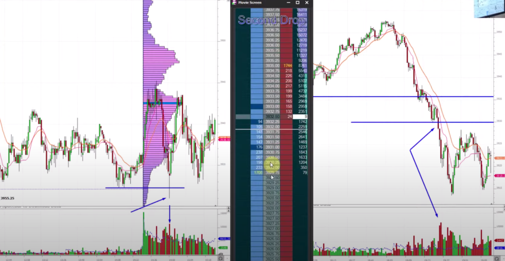 Comparison of the fat bottom reversal and actual break using price ladder comparison