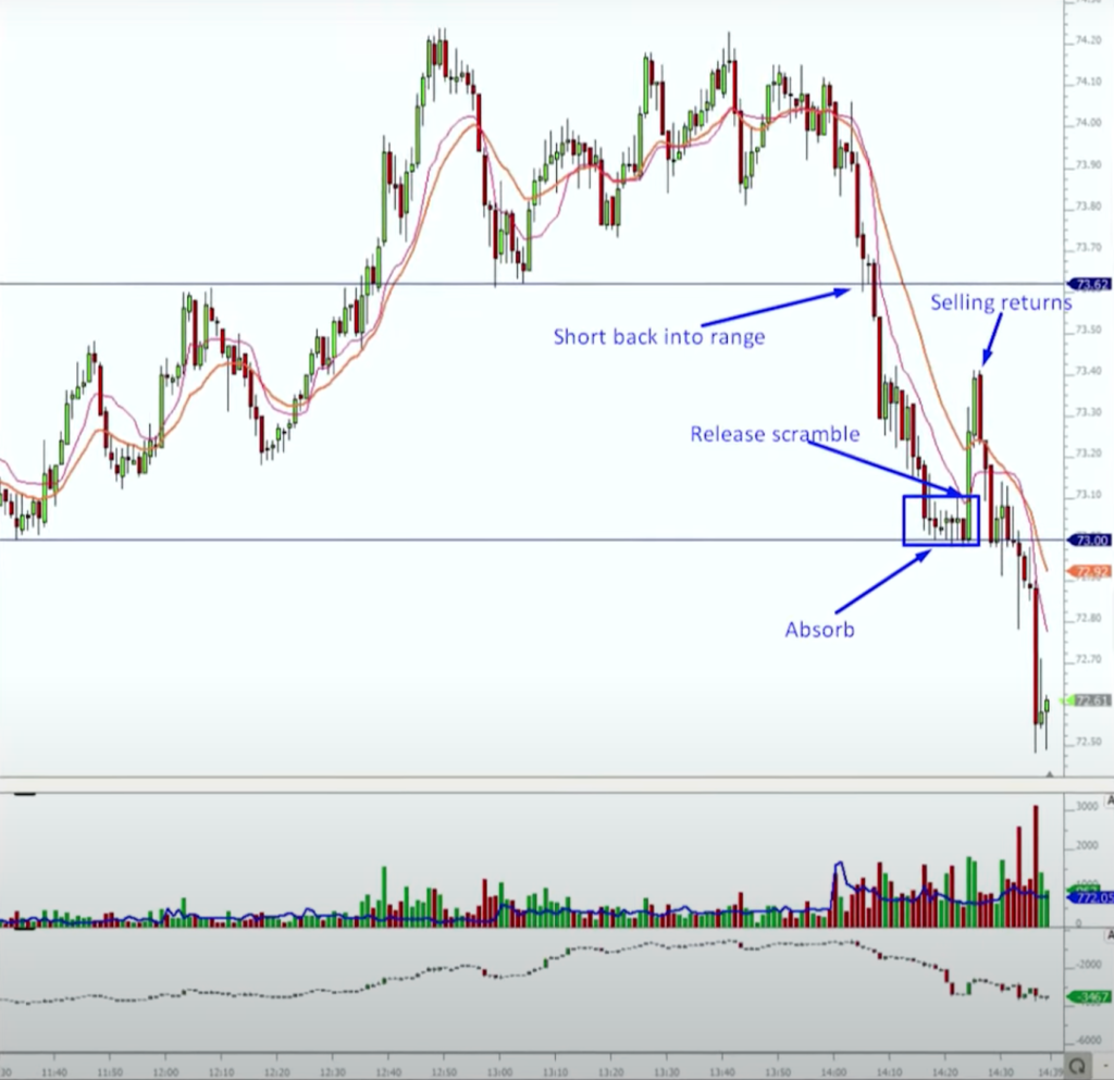 Example of a cut and reverse trade after identifying the absorption